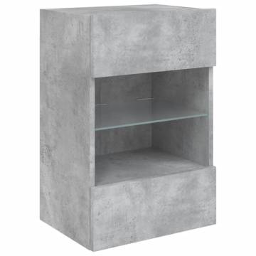 TV Wall Cabinet with LED Lights Concrete Grey 40x30x60.5 cm