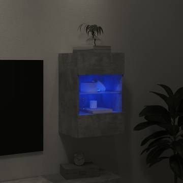 TV Wall Cabinet with LED Lights Concrete Grey 40x30x60.5 cm