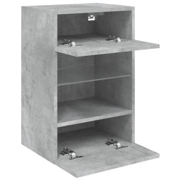 TV Wall Cabinet with LED Lights Concrete Grey 40x30x60.5 cm