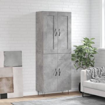  Highboard Concrete Grey 69.5x34x180 cm Engineered Wood