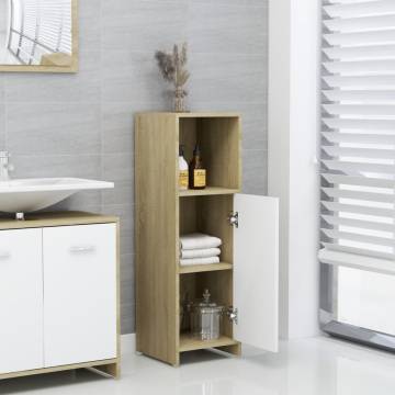  Bathroom Cabinet White and Sonoma Oak 30x30x95 cm Engineered Wood