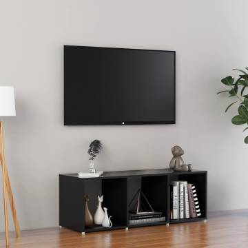  TV Cabinet High Gloss Black 107x35x37 cm Engineered Wood