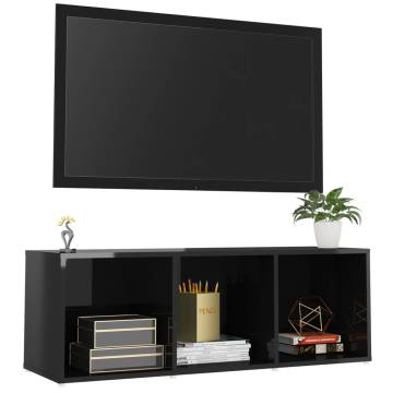  TV Cabinet High Gloss Black 107x35x37 cm Engineered Wood