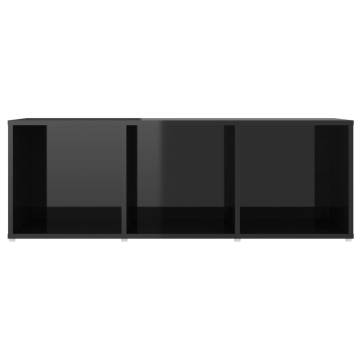  TV Cabinet High Gloss Black 107x35x37 cm Engineered Wood