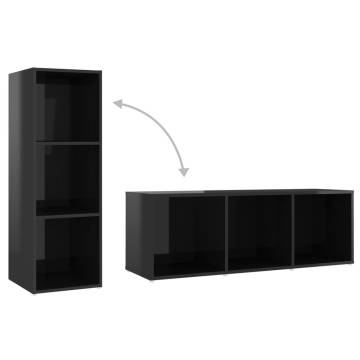  TV Cabinet High Gloss Black 107x35x37 cm Engineered Wood