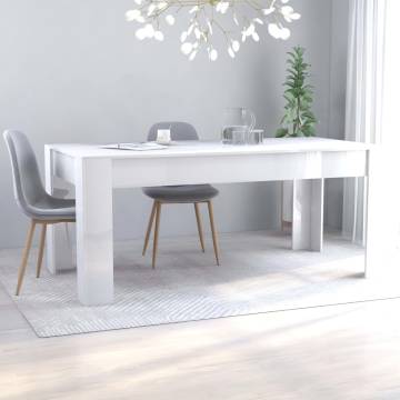  Dining Table High Gloss White 180x90x76 cm Engineered Wood