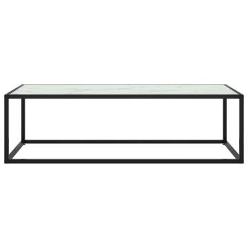  Coffee Table Black with White Marble Glass 120x50x35 cm