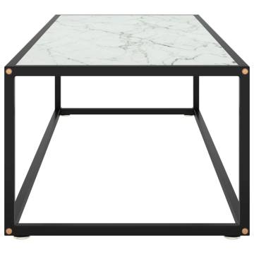  Coffee Table Black with White Marble Glass 120x50x35 cm