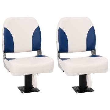  4 Piece Foldable Boat Seat Set Blue and White 41x36x48 cm