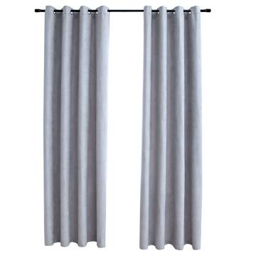 Blackout Curtains with Metal Rings 2 pcs Grey 140x175 cm