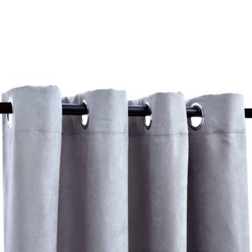 Blackout Curtains with Metal Rings 2 pcs Grey 140x175 cm