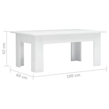  Coffee Table High Gloss White 100x60x42 cm Engineered Wood