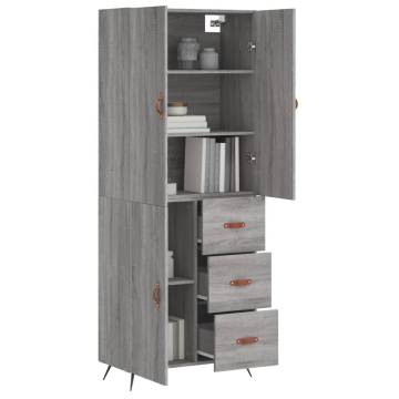  Highboard Grey Sonoma 69.5x34x180 cm Engineered Wood