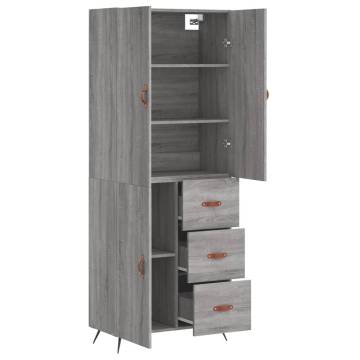  Highboard Grey Sonoma 69.5x34x180 cm Engineered Wood