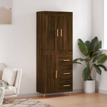  Highboard Brown Oak 69.5x34x180 cm Engineered Wood