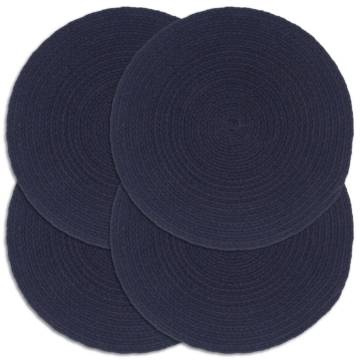  Placemats 4 pcs Plain Navy Blue 38 cm Round Cotton