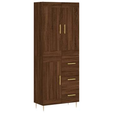  Highboard Brown Oak 69.5x34x180 cm Engineered Wood