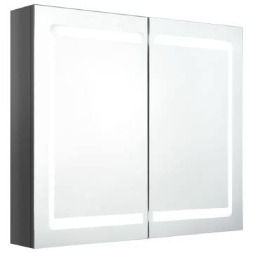  LED Bathroom Mirror Cabinet Shining Grey 80x12x68 cm