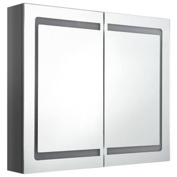  LED Bathroom Mirror Cabinet Shining Grey 80x12x68 cm