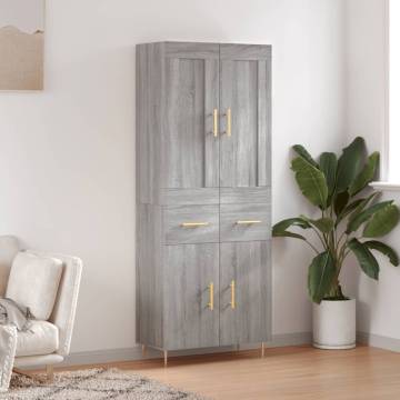  Highboard Grey Sonoma 69.5x34x180 cm Engineered Wood