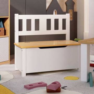  Children Storage Bench White and Beige 60x30x55 cm MDF