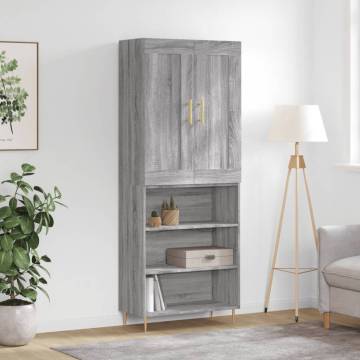  Highboard Grey Sonoma 69.5x34x180 cm Engineered Wood