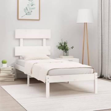 Bed Frame White Solid Wood 100x200 cm