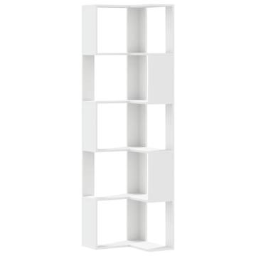  Corner Bookcase 5-Tier White 50x50x179 cm Engineered Wood