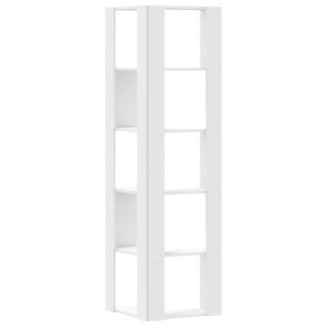  Corner Bookcase 5-Tier White 50x50x179 cm Engineered Wood