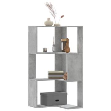  Corner Bookcase 3-Tier Concrete Grey 50x50x102 cm Engineered Wood