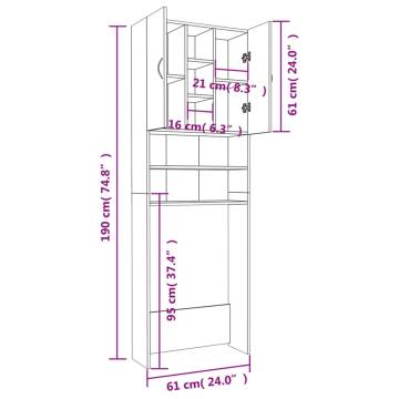 Washing Machine Cabinet Concrete Grey 64x25.5x190 cm