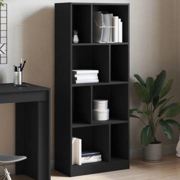  Bookcase Black 57x28.5x141 cm Engineered Wood