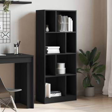  Bookcase Black 57x28.5x141 cm Engineered Wood