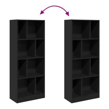  Bookcase Black 57x28.5x141 cm Engineered Wood