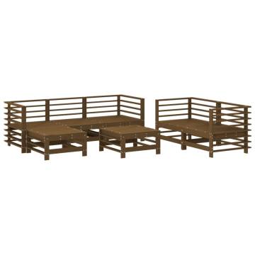 7 Piece Garden Lounge Set Honey Brown Solid Wood Pine