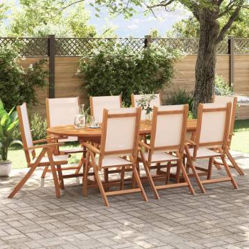  Folding Garden Chairs 8 pcs Solid Wood Acacia and Textilene