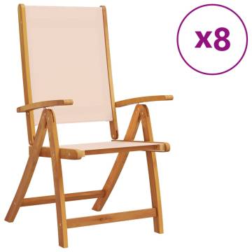  Folding Garden Chairs 8 pcs Solid Wood Acacia and Textilene