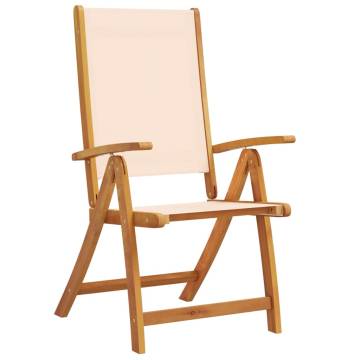  Folding Garden Chairs 8 pcs Solid Wood Acacia and Textilene