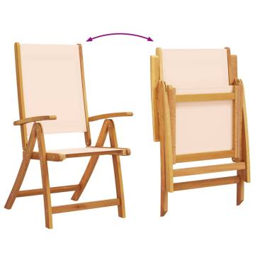  Folding Garden Chairs 8 pcs Solid Wood Acacia and Textilene