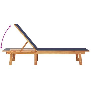  Sun Loungers 2 pcs with Table Blue Solid Wood Acacia and Textilene