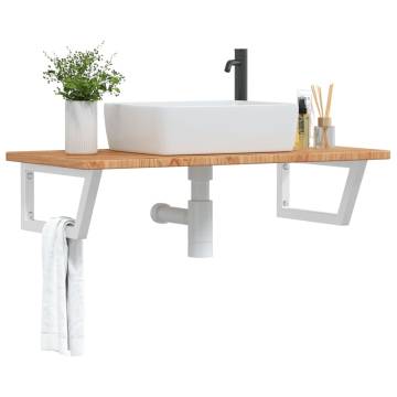  Basin Shelf Wall Mounted Steel and Solid Wood Oak