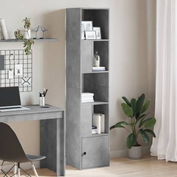  Bookcase Concrete Grey 40x36x189 cm Engineered Wood