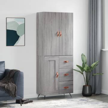  Highboard Grey Sonoma 69.5x34x180 cm Engineered Wood