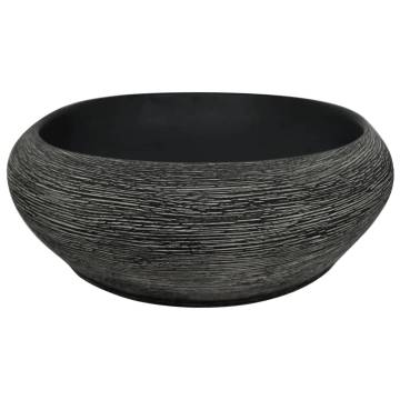  Countertop Basin Grey and Black Oval 59x40x14 cm Ceramic