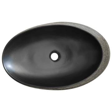  Countertop Basin Grey and Black Oval 59x40x14 cm Ceramic