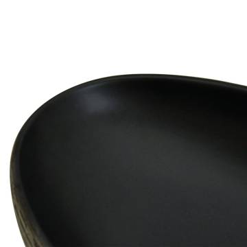  Countertop Basin Grey and Black Oval 59x40x14 cm Ceramic