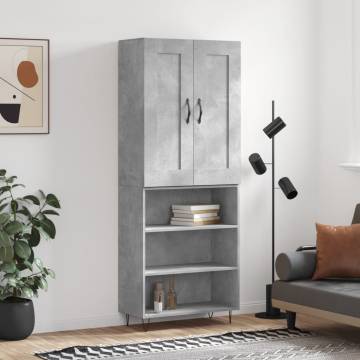  Highboard Concrete Grey 69.5x34x180 cm Engineered Wood