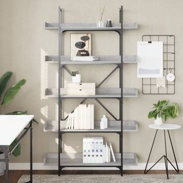 Bookcase 5-Tier Grey Sonoma 100x33x180.5 cm Engineered Wood