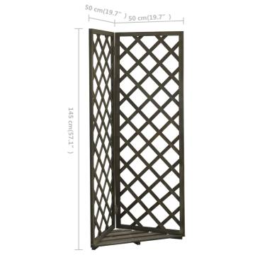  Corner Trellis Planter Grey 50x50x145 cm Solid Firwood