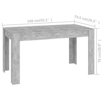 Dining Table Concrete Grey 140x74.5x76 cm Engineered Wood